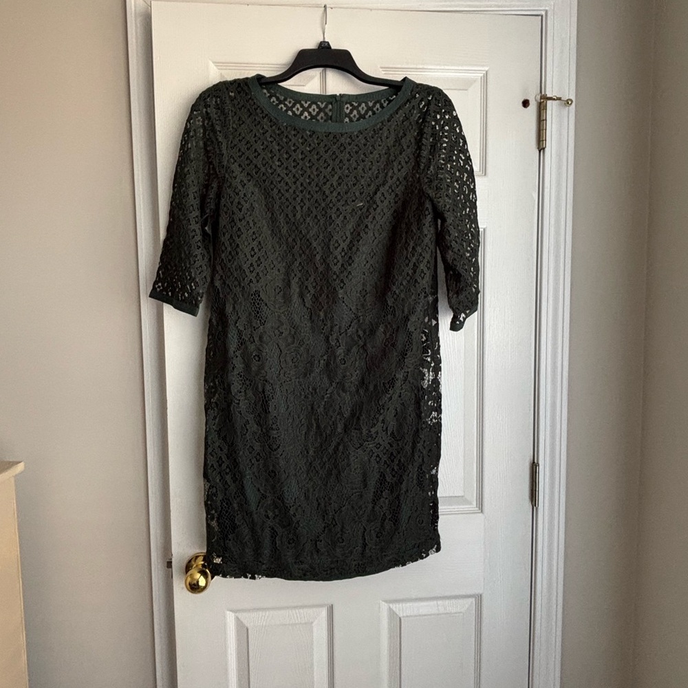 LOFT Dark Lace Long Sleeve Dress - Picture 2 of 3